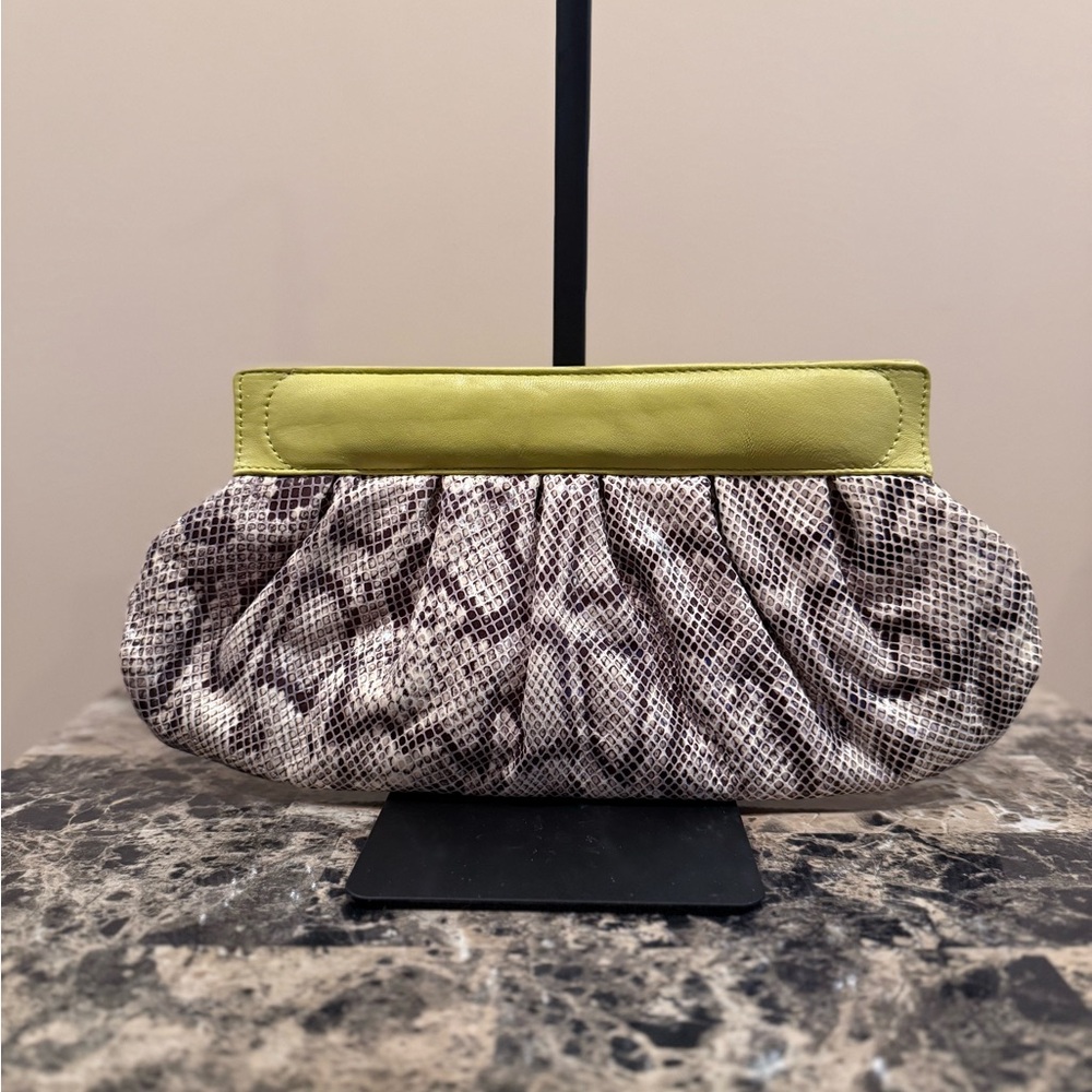 Henri Bendel Python-Embossed Leather Clutch 💎RAR… - image 4